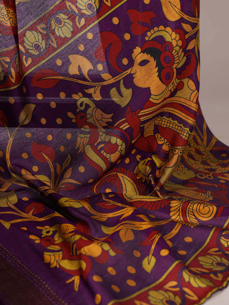 Mustard Color Tradition Floral Printed With Zari Weaving Work Viscose Chanderi Saree