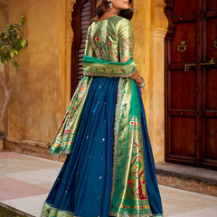 Navy Blue Color Paithani Lehenga