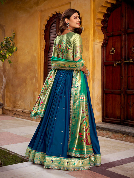 Navy Blue Color Paithani Lehenga