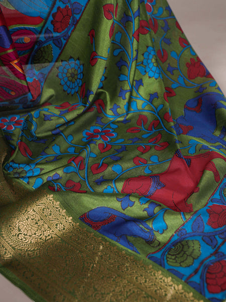 Maroon Color Printed With Zari Weaving Work Tussar Silk Saree
