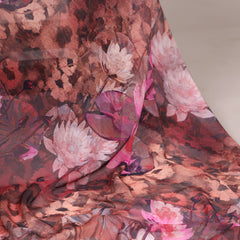 Onion Color Floral Printed With Lace Border Weightless Marbal Saree
