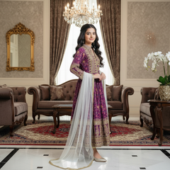 Premium Quality Purple Coloured Kids Gown Set