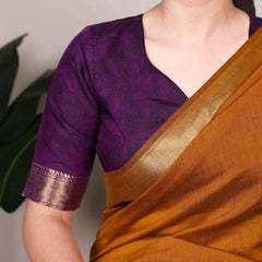 Mustard Color Tradition Floral Printed With Zari Weaving Work Viscose Chanderi Saree