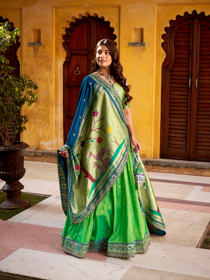 Parrot Color Paithani Lehenga