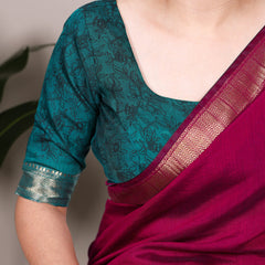 Pink Color Tradition Floral Printed With Zari Weaving Work Viscose Chanderi Saree