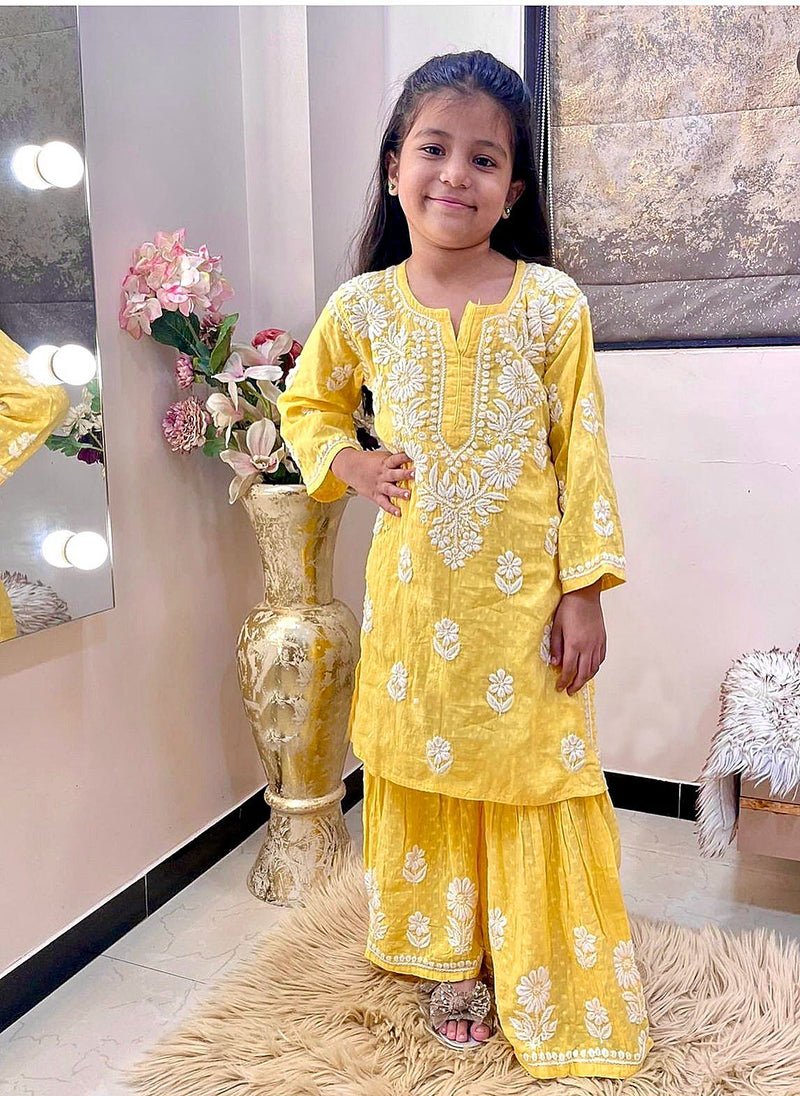 New Designer Heavy Rayon Cottonn Top-Shararaa OC-140 Yellow
