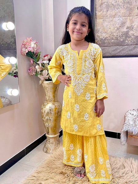 New Designer Heavy Rayon Cottonn Top-Shararaa OC-140 Yellow