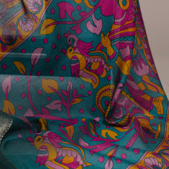 Pink Color Tradition Floral Printed With Zari Weaving Work Viscose Chanderi Saree
